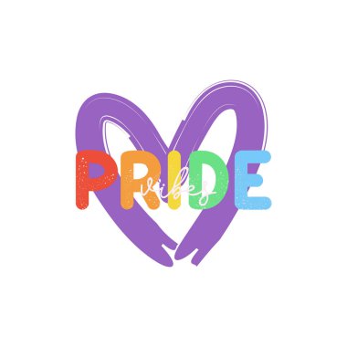 Şirin Lgbtq gurur izi. Renkli tasarım elementleri ve tipografi. Vektör el çizimi ve harfler. Onur Ayı posteri, afiş, logo tasarımı.
