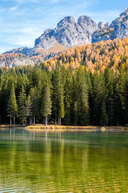 Idyllic autumnal landscape at Lake Misurina, Auronzo di Cadore, Veneto, Italy. clipart