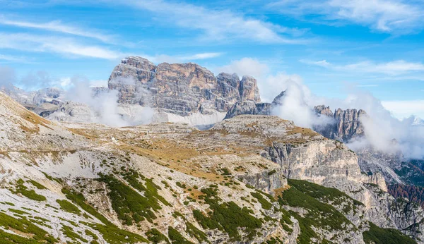 Panoramic View Paterno Mountain Tre Cime Lavaredo Peaks Veneto Italy — Stock Photo, Image