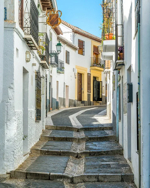 Чудовий Район Альбайцин Гранаді Сонячний Літній День Андалусія Іспанія — стокове фото