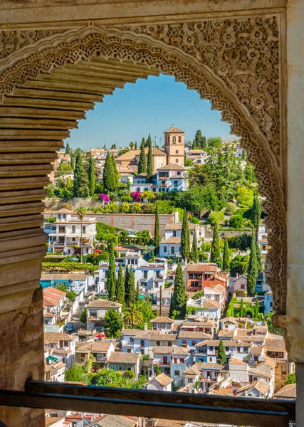 Pitoresco Bairro Albaicin Granada Visto Palácio Alhambra Andaluzia Espanha — Fotografia de Stock