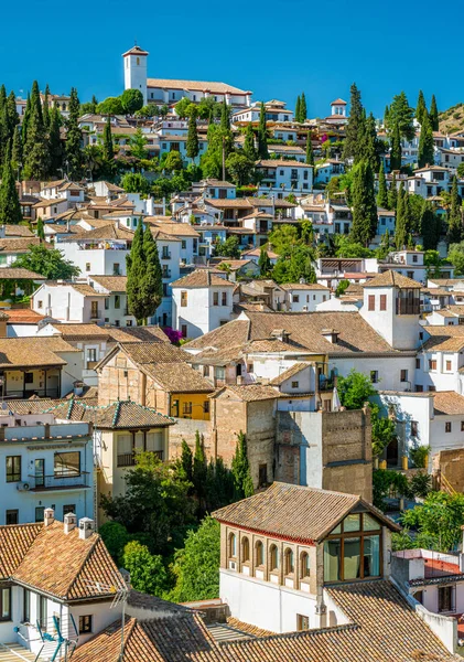 Det Pittoreska Albaicin Distriktet Granada Solig Sommareftermiddag Andalusien Spanien — Stockfoto