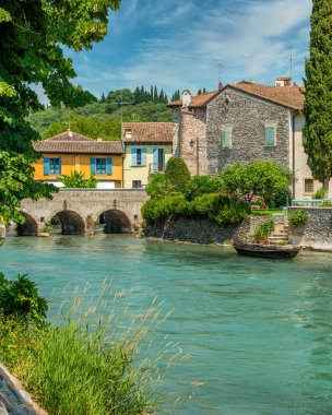 Valeggio sul Mincio 'nun yakınındaki güzel Borghetto köyü. Province of Verona, Veneto, Italya