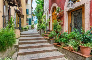 Garda Gölü 'ndeki pitoresk Gargnano kasabası. Province of Brescia, Lombardia, Italya.