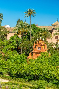 Sevilla, Endülüs, İspanya 'nın Alcazarlarındaki cennet bahçesi..