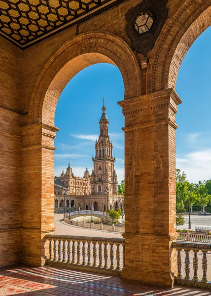 Den Vackra Plaza Espana Sevilla Solig Sommardag Andalusien Spanien — Stockfoto