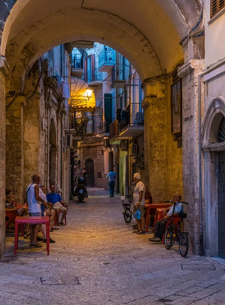 Vista Panorámica Casco Antiguo Bari Una Noche Verano Puglia Apulia — Foto de Stock
