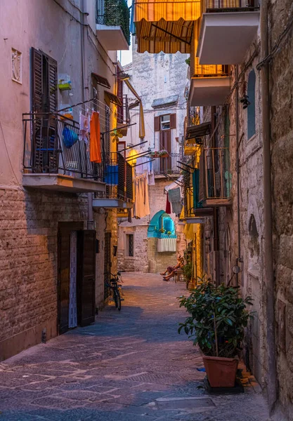 Vista Panorámica Casco Antiguo Bari Una Noche Verano Puglia Apulia — Foto de Stock