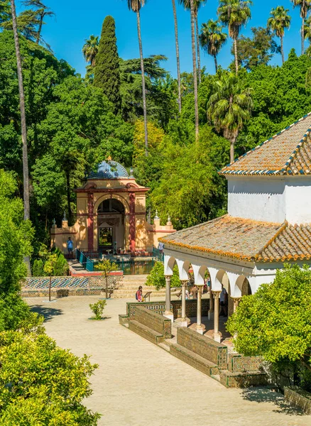 Idílico Jardín Los Alcázares Reales Sevilla Andalucía España — Foto de Stock