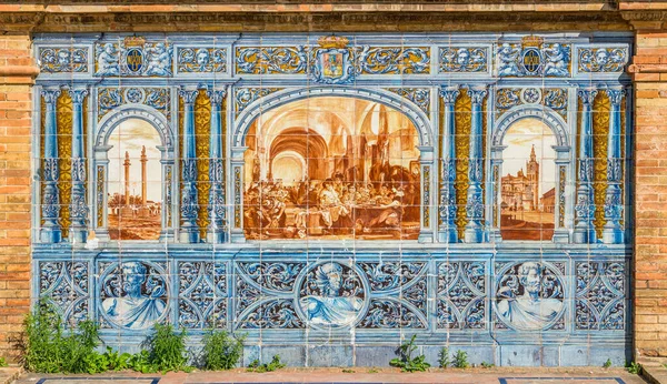 Azulejos Decoraciones Preciosa Plaza España Sevilla Andalucía España — Foto de Stock