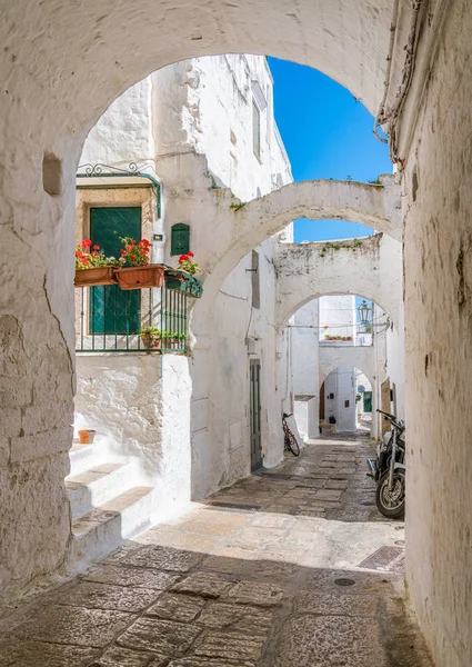 Vista Panorámica Ostuni Soleado Día Verano Apulia Puglia Sur Italia — Foto de Stock