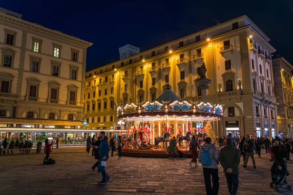 Florence Avonds Verlicht Tijdens Kerstmis Toscane Italië — Stockfoto