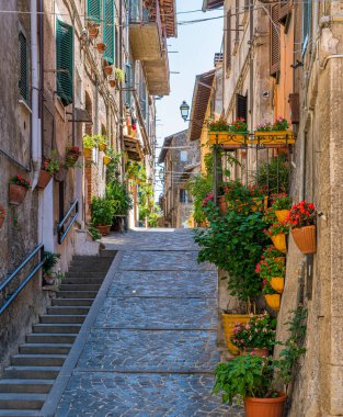 Viterbo, Lazio, İtalya 'daki Vallerano kasabasında manzara.