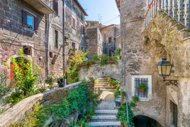 Vignanello köyünde manzara, Viterbo, Lazio, İtalya.