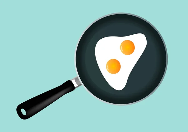 Εικονογράφηση διάνυσμα τηγανητά αυγά σε ένα τηγάνι. — Διανυσματικό Αρχείο