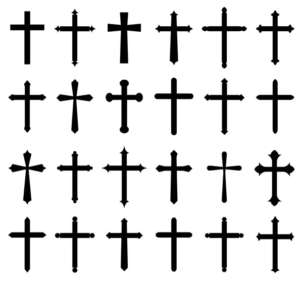 Religion cross icon set — Stock Vector