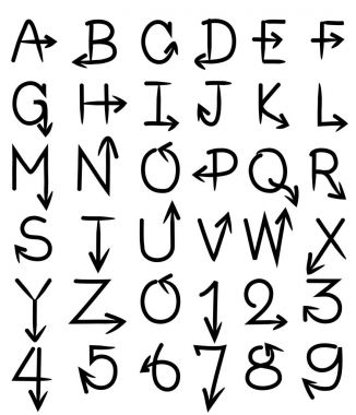 elle çizilmiş oku yazı tipi