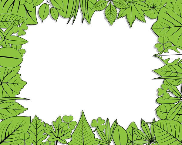 Verde hojas marco vector — Vector de stock