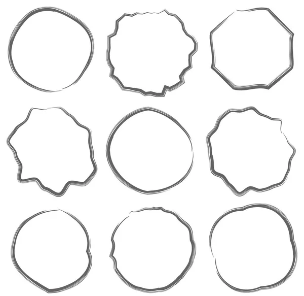 Cercle de ligne du jeu de zone de texte - jeu de vecteurs de dessin au pinceau — Image vectorielle