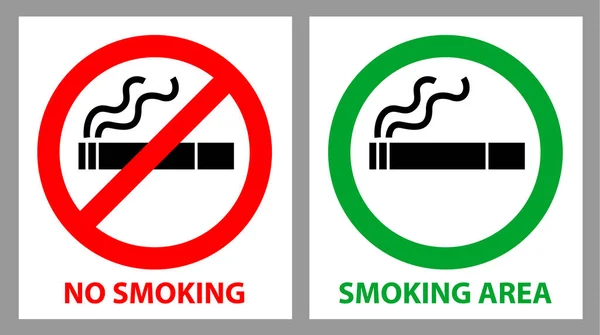 No fumar y zona de fumadores signo — Vector de stock