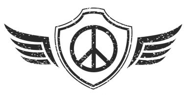 Barış kanat sembol işareti simgesini, karanlık vintage tarzı