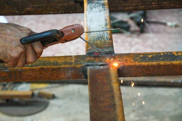 Welding Steel Sparks Lighting — Stock Photo, Image