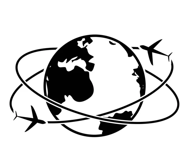 Viajar alrededor del símbolo del mundo — Vector de stock