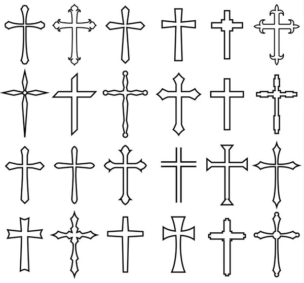 Religii krzyż zestaw ikon — Wektor stockowy
