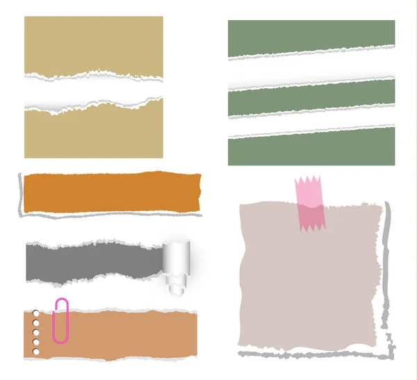 Ripped note paper vector set — Stock Vector