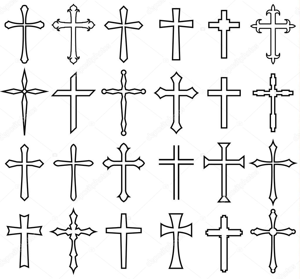 religion cross icon set