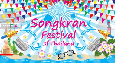 Songkran Festivali Tayland, vektör işareti simgesi