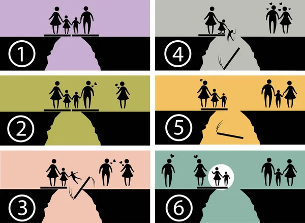 Famille questions infographie symbole — Image vectorielle