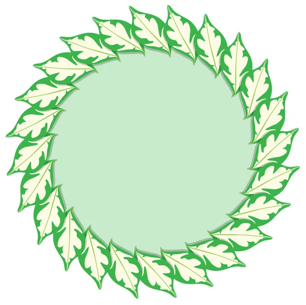 Vert Caricature Plante Laisse Cadre Sur Fond Blanc — Image vectorielle