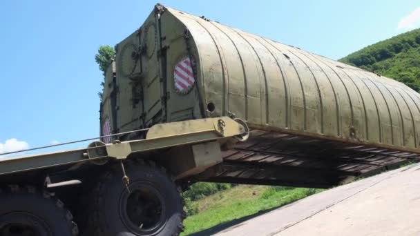 Militär Bro Med Ett Inre Fack Pontonparken Baserad Kamaz Lastbil — Stockvideo