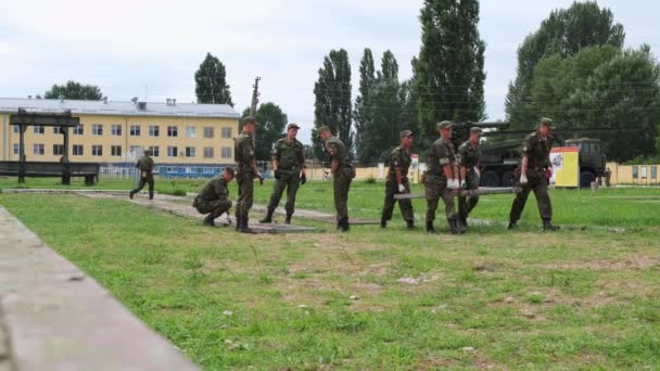 Rússia Maykop Julho 2019 Cadetes Militares Leigos Exército Colapsável Modular — Vídeo de Stock