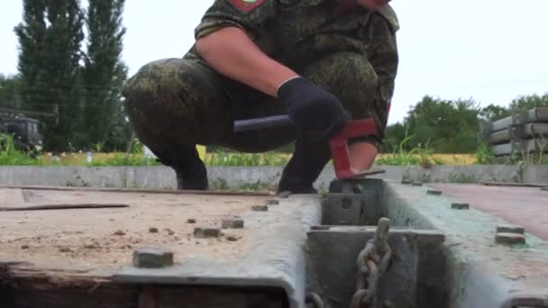 Rusland Maykop Juli 2019 Militaire Cadetten Legden Leger Inklapbare Modulaire — Stockvideo