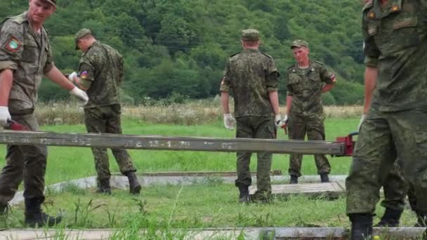 Russia Maykop July 2019 Kadet Militer Awam Tentara Jatuh Modular — Stok Video