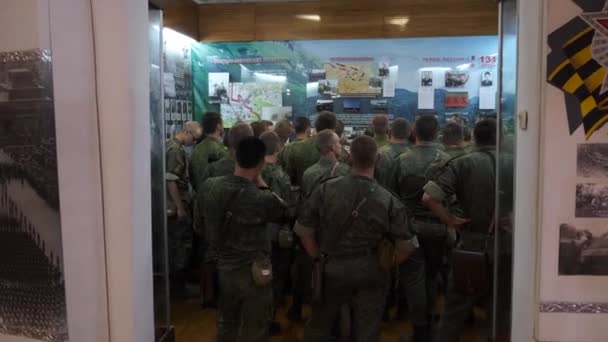 Russia Maykop August 2019 Soldiers Excursions Military Museum Cadets Look — Stock Video