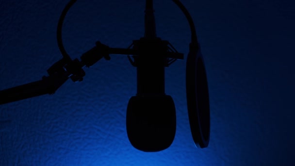 Micrófono Profesional Para Grabar Música Voz Luz Los Proyectores Lámpara — Vídeos de Stock