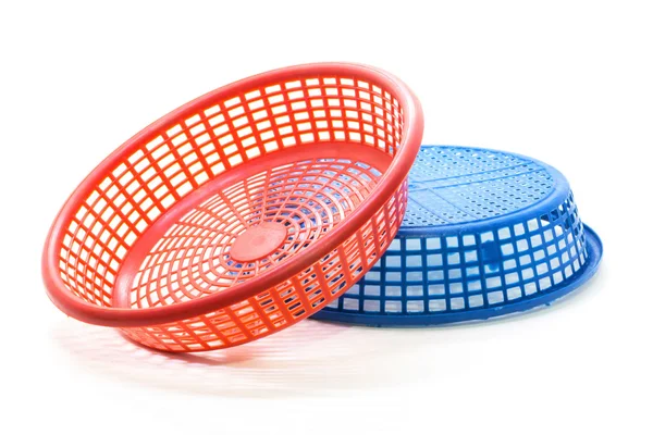 Plastic small color basket on white background — Stock Photo, Image