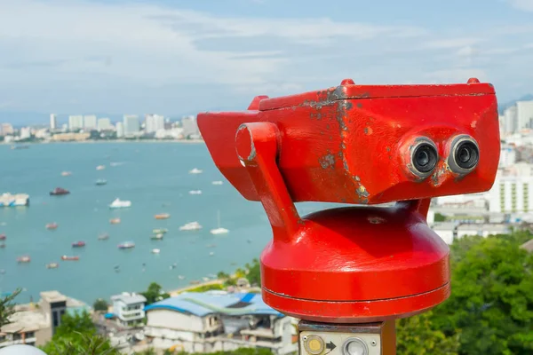 Stationary observation binoculars at Pattaya viewpoint