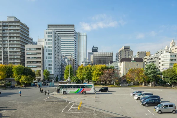 Vista Cityscape tirar uma foto de dentro Tsukiji Honganji templo — Fotografia de Stock