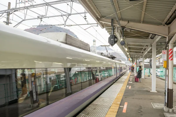 Tren detenido en la estación de tren de Fujikyu — Foto de Stock