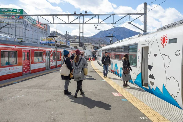 Tren detenido en la estación de tren de Fujikyu — Foto de Stock