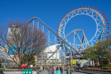 Dönme dolap ve roller coaster Tokyo Dome Japonya