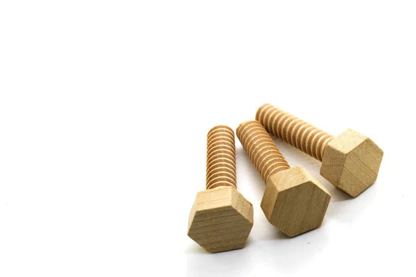 Wooden nuts and bolts with space for text — Stock Photo, Image