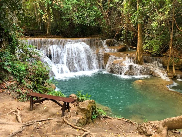 Huaymaekamin Cachoeira Província Kanchanaburi Tailândia — Fotografia de Stock