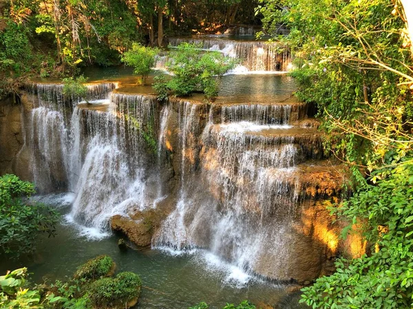 Huaymaekamin Cachoeira Província Kanchanaburi Tailândia — Fotografia de Stock