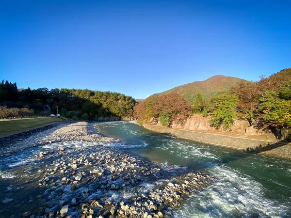 Rio Sho Outono Aldeia Shirakawago Gifu Japão — Fotografia de Stock