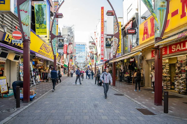 Tokyo Japan - 04 Nov 2019:  Many people shopping in the Ameyoko market area, This place is travel attraction for tourist in Tokyo Japan